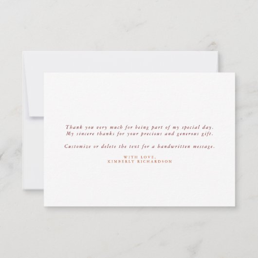 Terracotta Floral Boho Small Hartelijk dank Bedankkaart (Achterkant)