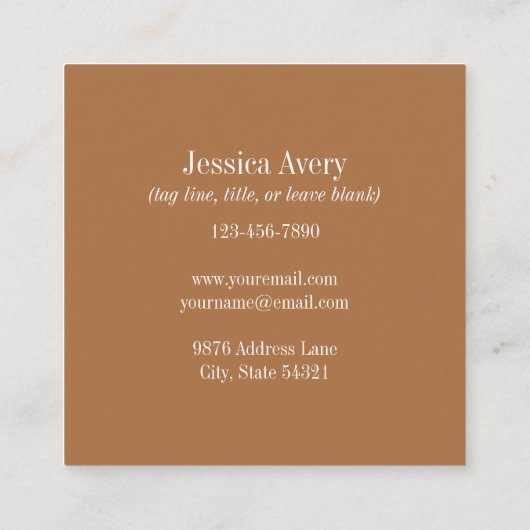 Terracotta Floral Boho Tropical Vierkante Visitekaartje (Achterkant)