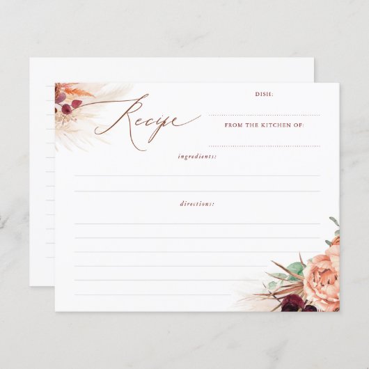 Terracotta Floral Boho Vrijgezellenfeest Recipe (Voorkant / Achterkant)