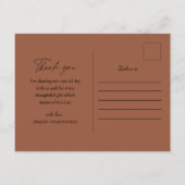 Terracotta Floral Boho Wedding Bedankt Briefkaart (Achterkant)