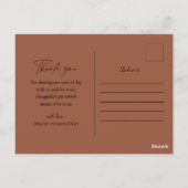Terracotta Floral Boho Wedding Bedankt Briefkaart (Achterkant)