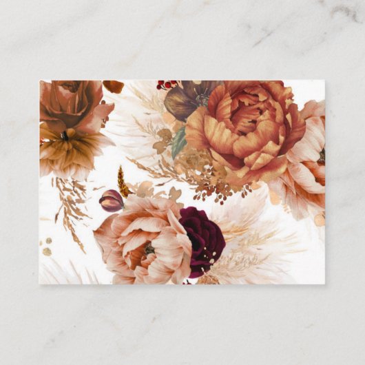 Terracotta Floral Boho Wedding Details Informatiekaartje (Achterkant)