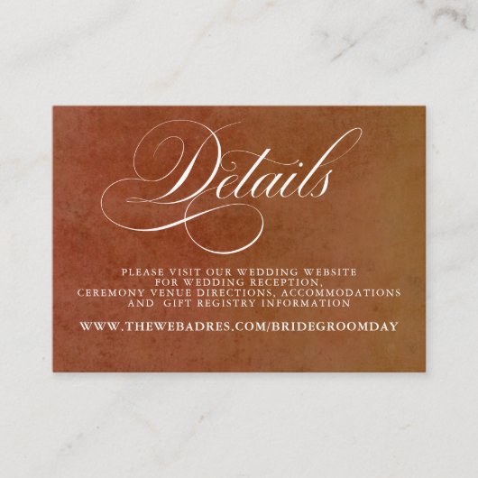 Terracotta Floral Boho Wedding Details Informatiekaartje (Voorkant)