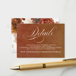 Terracotta Floral Boho Wedding Details Informatiekaartje