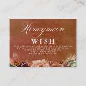Terracotta Floral Boho Wedding Honeymoon Wish Informatiekaartje (Voorkant)