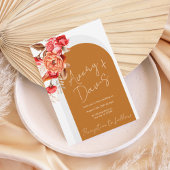 Terracotta Floral Boho Wedding Invite Kaart