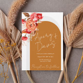 Terracotta Floral Boho Wedding Invite Kaart