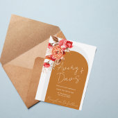 Terracotta Floral Boho Wedding Invite Kaart