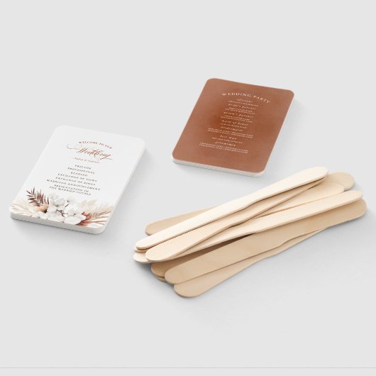 Terracotta Floral Boho Wedding Programme Handwaaier (Niet-gemonteerd)