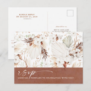 Terracotta Floral Boho Wedding RSVP Briefkaart