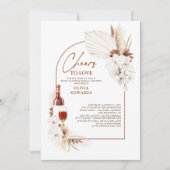 Terracotta Floral Boho Wine Tasting Vrijgezellenfe Kaart (Voorkant)