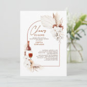 Terracotta Floral Boho Wine Tasting Vrijgezellenfe Kaart (Staand voorkant)