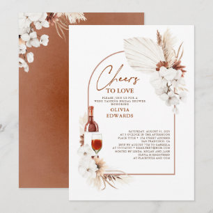 Terracotta Floral Boho Wine Tasting Vrijgezellenfe Kaart