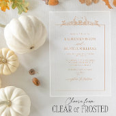 Terracotta Floral Border Monogram Weddenschap Acryl Uitnodigingen