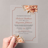 Terracotta Floral Border Wedding Acryl Uitnodigingen (Insitu (Draagbaar))