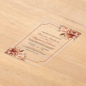 Terracotta Floral Border Wedding Acryl Uitnodigingen (Laagn)