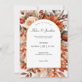 Terracotta Floral Botanical Elegant Wedding Kaart (Voorkant)