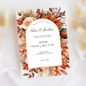 Terracotta Floral Botanical Elegant Wedding Kaart