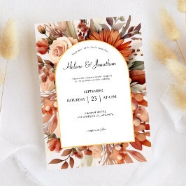 Terracotta Floral Botanical Elegant Wedding Kaart