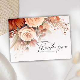 Terracotta Floral Botanical Modern Wedding Bedankkaart