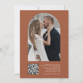 Terracotta Floral Botanical Photo QR Code Weddensc Kaart (Achterkant)