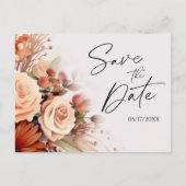Terracotta Floral Botanical Wedding Save the Date Aankondigingskaart (Voorkant)