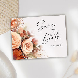 Terracotta Floral Botanical Wedding Save the Date Aankondigingskaart