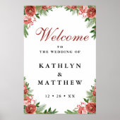 Terracotta Floral Bough Winter Wedding Welcome Poster (Voorkant)