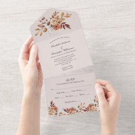 Terracotta Floral bruiloft in één uitnodiging