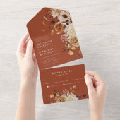 Terracotta Floral bruiloft in één uitnodiging (Afscheurbaar)