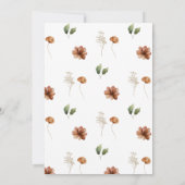 Terracotta Floral Brunch en Bubbly Gold Champagne Kaart (Achterkant)