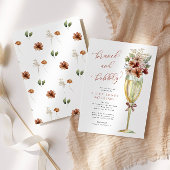 Terracotta Floral Brunch en Bubbly Gold Champagne Kaart