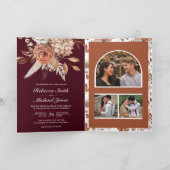 Terracotta Floral Burgundy QR Code Wedding (Binnen)