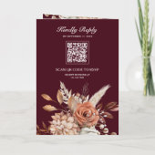 Terracotta Floral Burgundy QR Code Wedding (Achterkant)