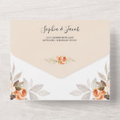 Terracotta Floral Burnt Sinaasappel Boho Fall Wedd All In One Uitnodiging (Achterkant)