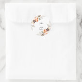 Terracotta Floral Burnt Sinaasappel Boho Fall Wedd Ronde Sticker (Tas)