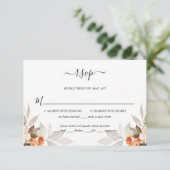 Terracotta Floral Burnt Sinaasappel Boho Fall Wedd RSVP Kaartje (Staand voorkant)