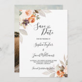 Terracotta Floral Burnt Sinaasappel Boho Fall Wedd Save The Date (Voorkant / Achterkant)
