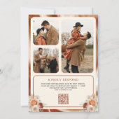 Terracotta Floral Cream Gold Foto QR Code Trouwen Kaart (Achterkant)