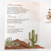 Terracotta Floral Desert Cactus QR Code Bruiloft Drieluik Uitnodiging (Binnenzijde eerst)