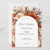 Terracotta Floral Elegant Botanical Wedding Kaart (Voorkant)