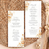 Terracotta Floral Elegant Wedding Ceremony Programmakaart