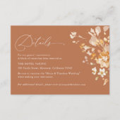 Terracotta Floral Elegant Wedding Details Hotel Informatiekaartje (Voorkant)