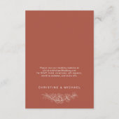 Terracotta Floral Elegant Wedding Hotel Informatiekaartje (Achterkant)