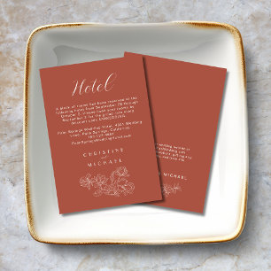 Terracotta Floral Elegant Wedding Hotel Informatiekaartje