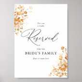 Terracotta Floral Elegant Wedding Reserved Sign Poster (Voorkant)