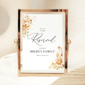 Terracotta Floral Elegant Wedding Reserved Sign Poster