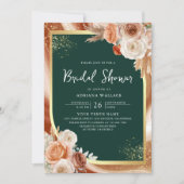 Terracotta Floral Emerald QR Code Vrijgezellenfees Kaart (Voorkant)