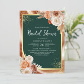 Terracotta Floral Emerald QR Code Vrijgezellenfees Kaart (Staand voorkant)