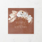 Terracotta Floral Exotic Modern Boho Wedding Drieluik Uitnodiging (Cover)